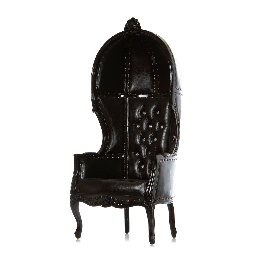 "Hooded Canopy 70" Bridal Throne Chair - Black / Black